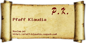 Pfaff Klaudia névjegykártya